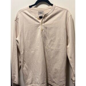 The Bronson MFG Co Henley Shirt Men's XL Ivory Long Sleeve 3-Button Knit